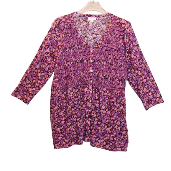 J. Jill Purple and Orange Blouse Vibrant Top Women's Medium - Picture 2 of 13